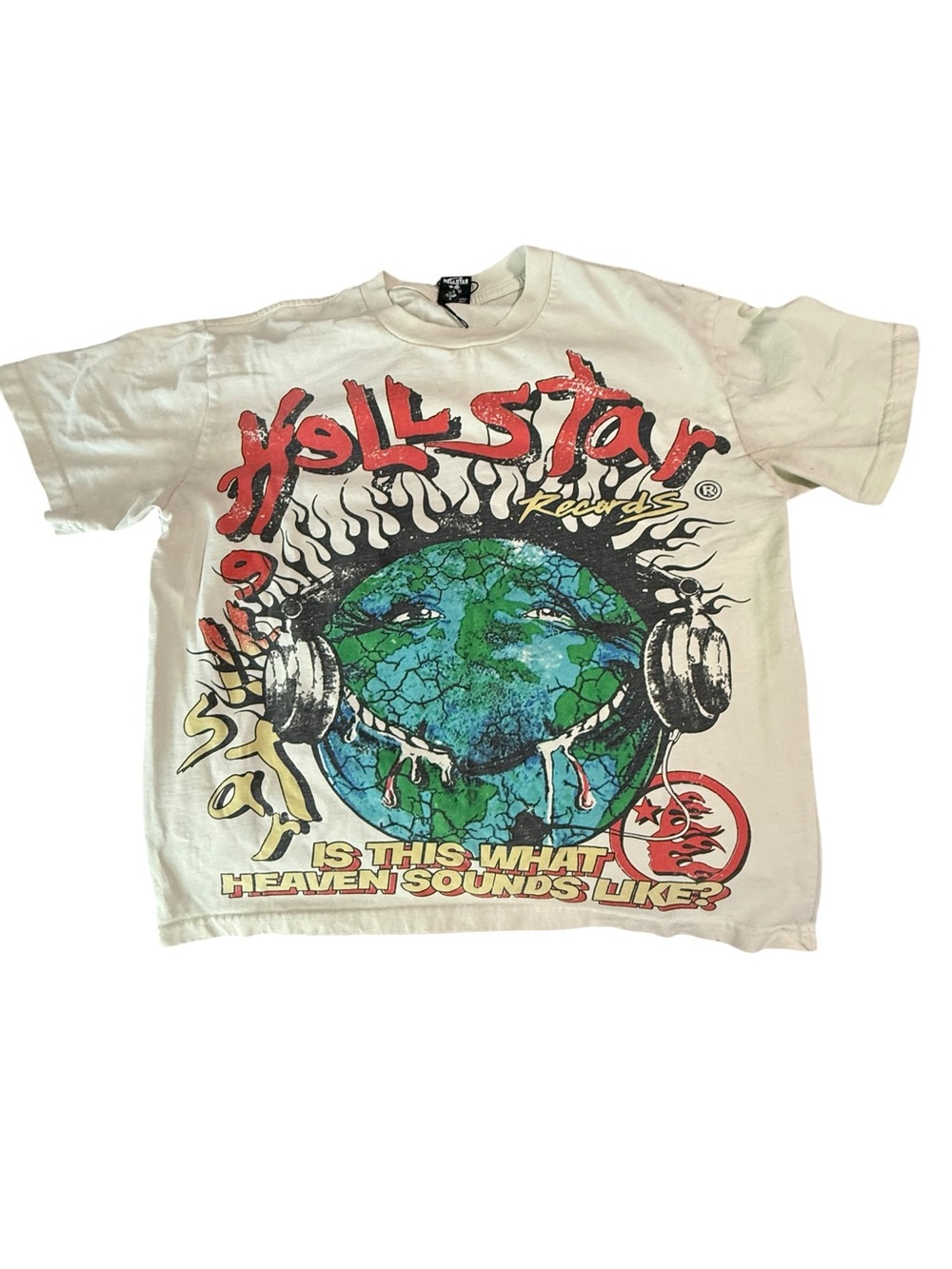Hellstar‎ Records Is This What Heaven Sounds Like Graphic T-Shirt Cream Small